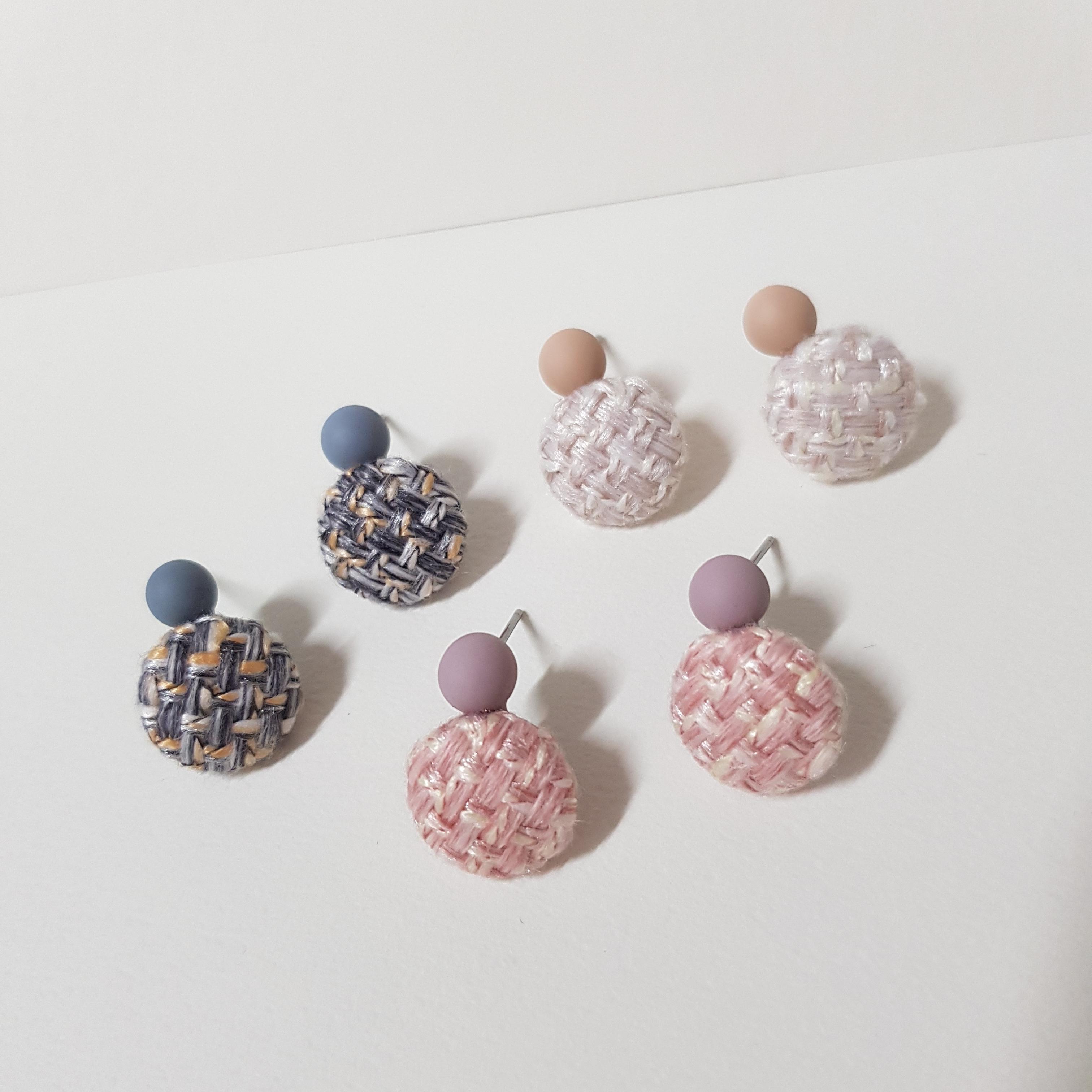 【B001】(耳環) 格子紐