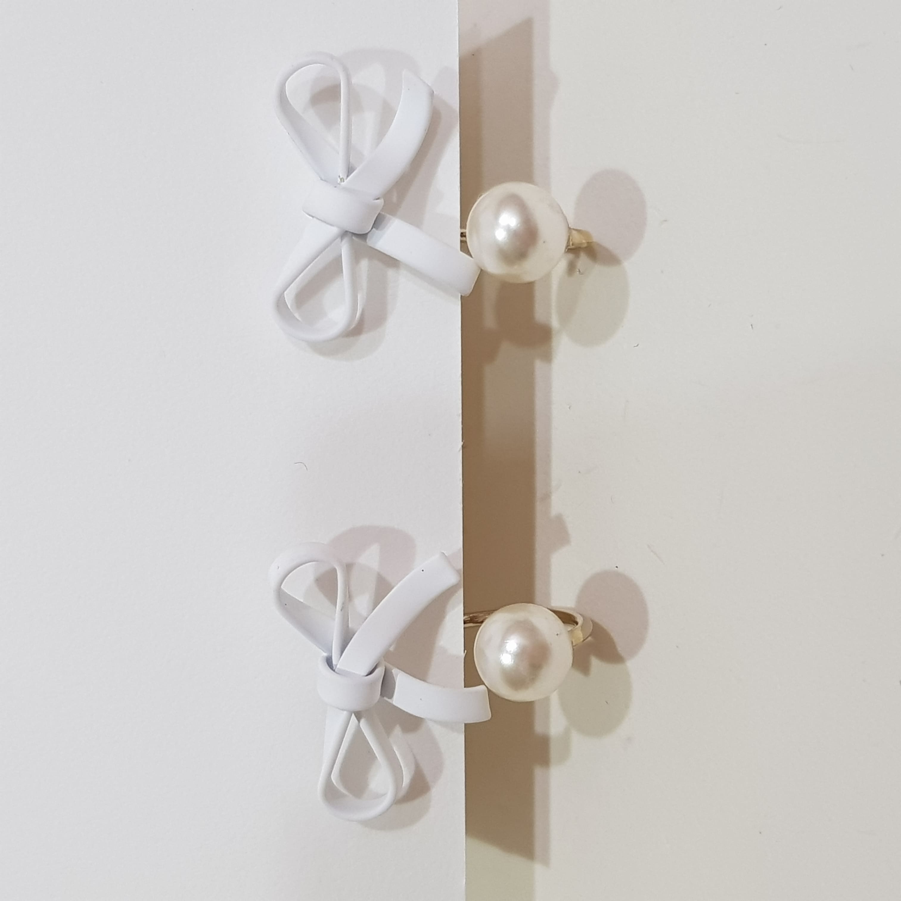 【B006】(耳環) 蝴蝶結珠珠 5