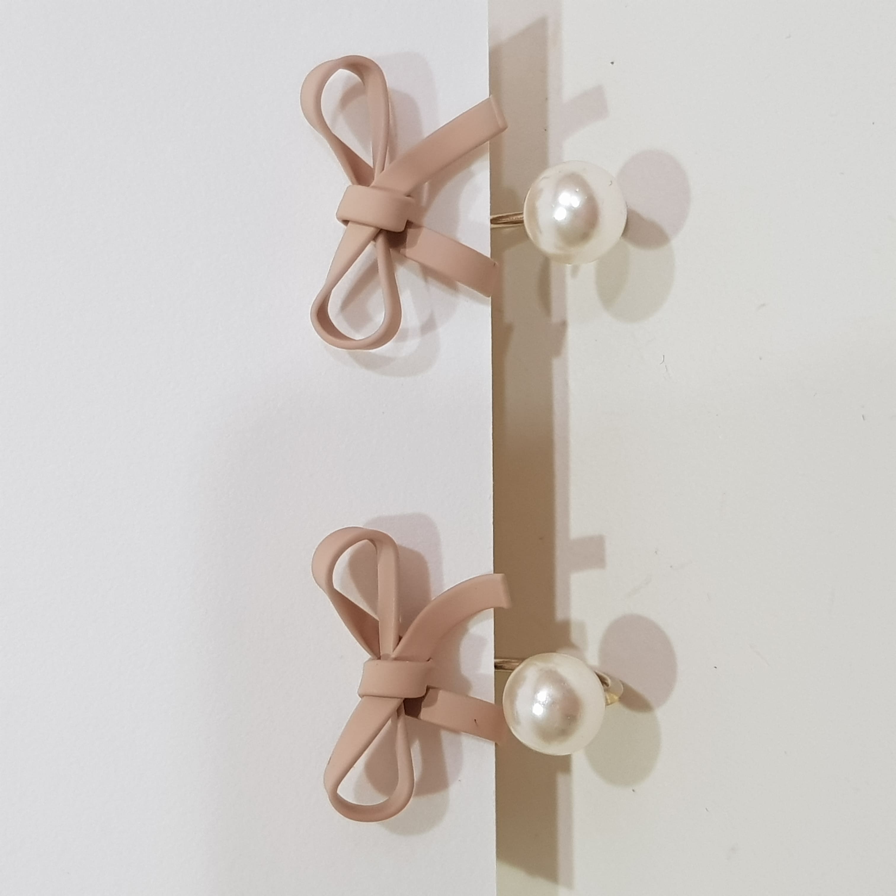 【B006】(耳環) 蝴蝶結珠珠 2