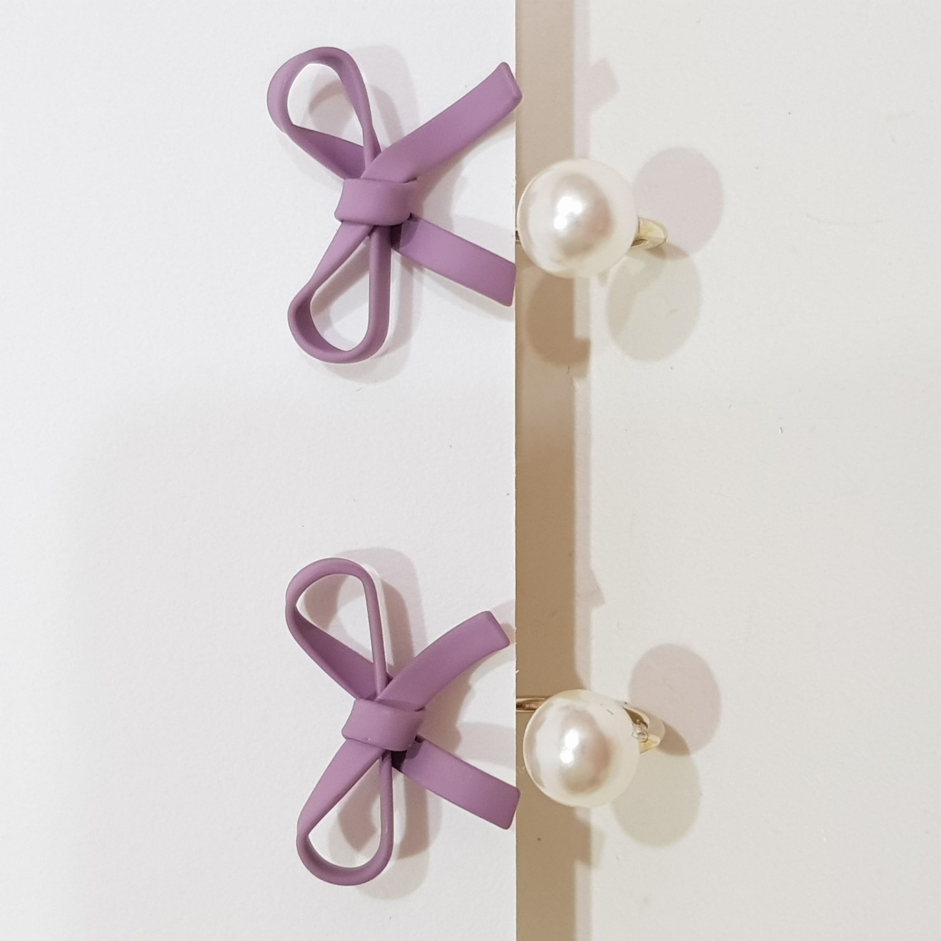 【B006】(耳環) 蝴蝶結珠珠 4