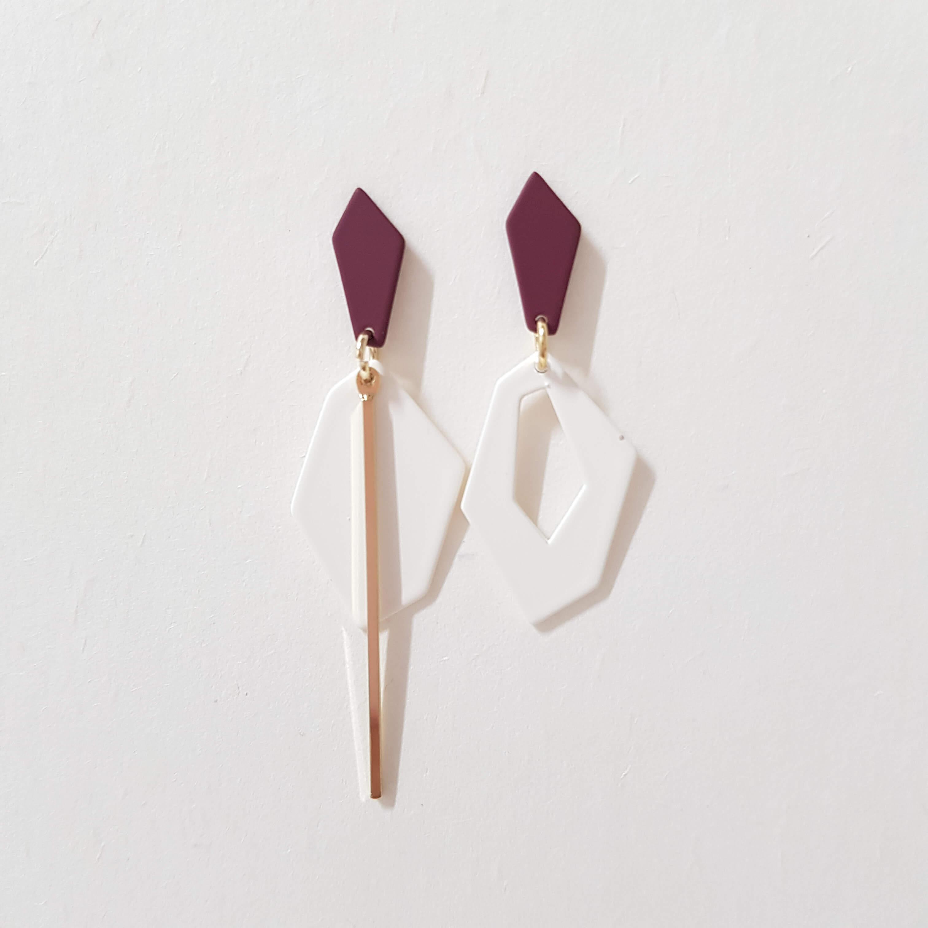 【D004】(耳環) 撞色幾何 2