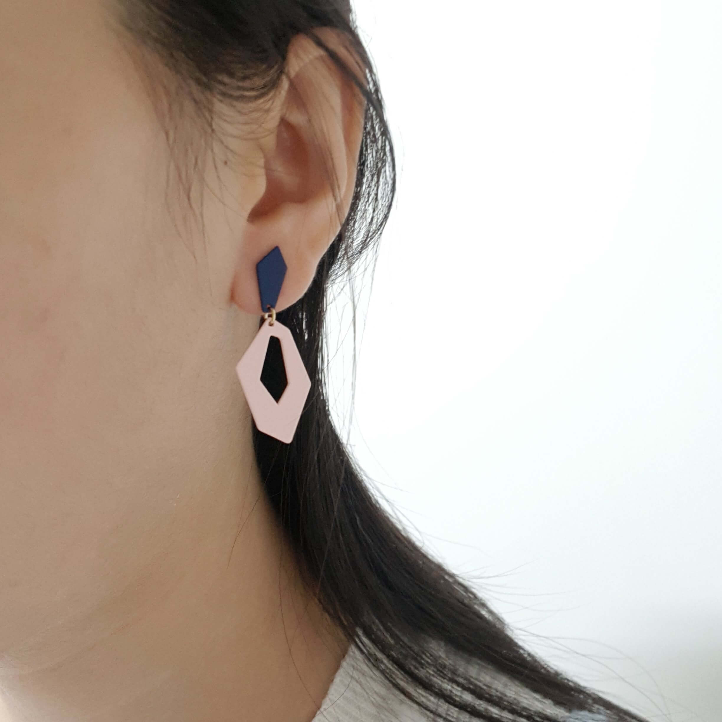【D004】(耳環) 撞色幾何 4