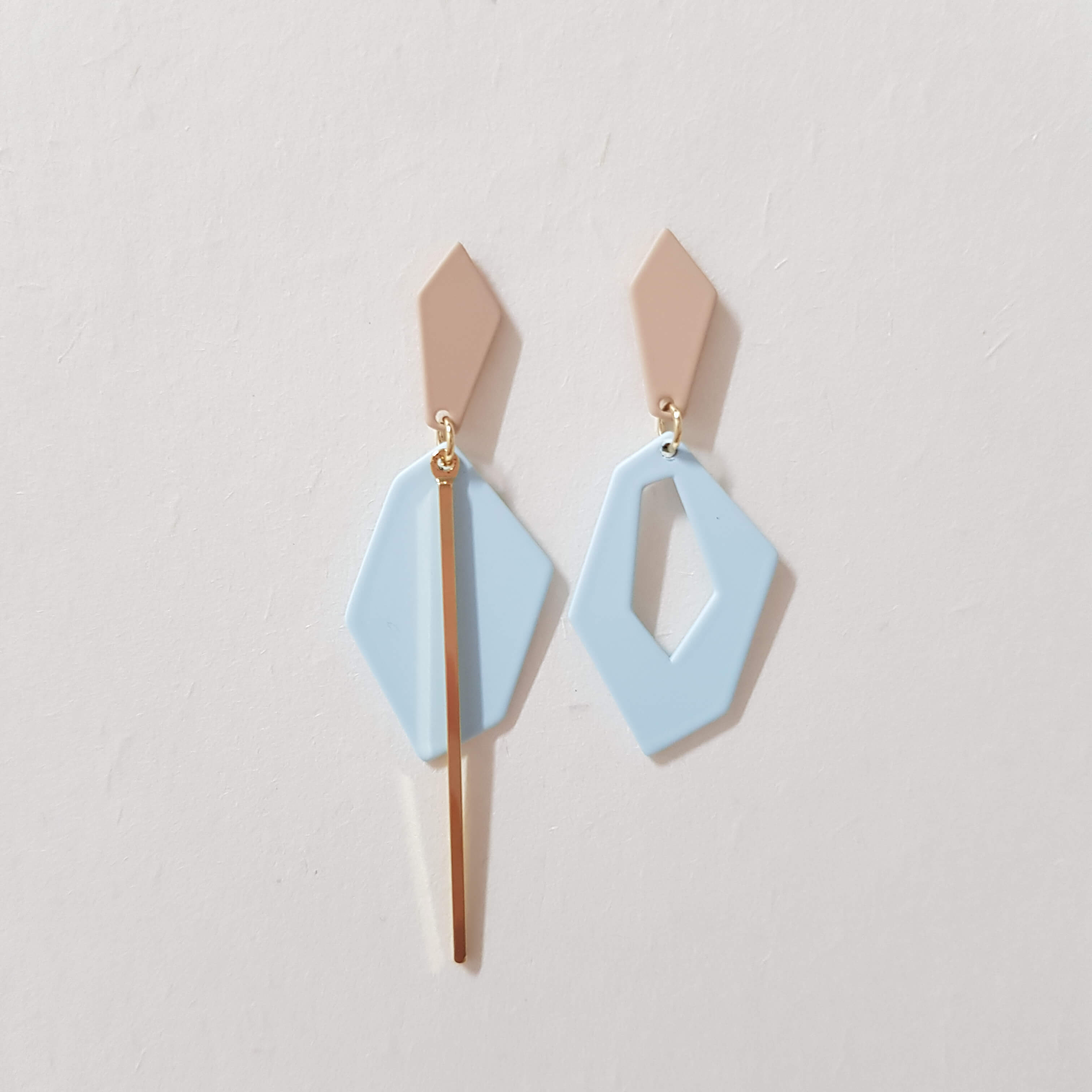 【D004】(耳環) 撞色幾何 3