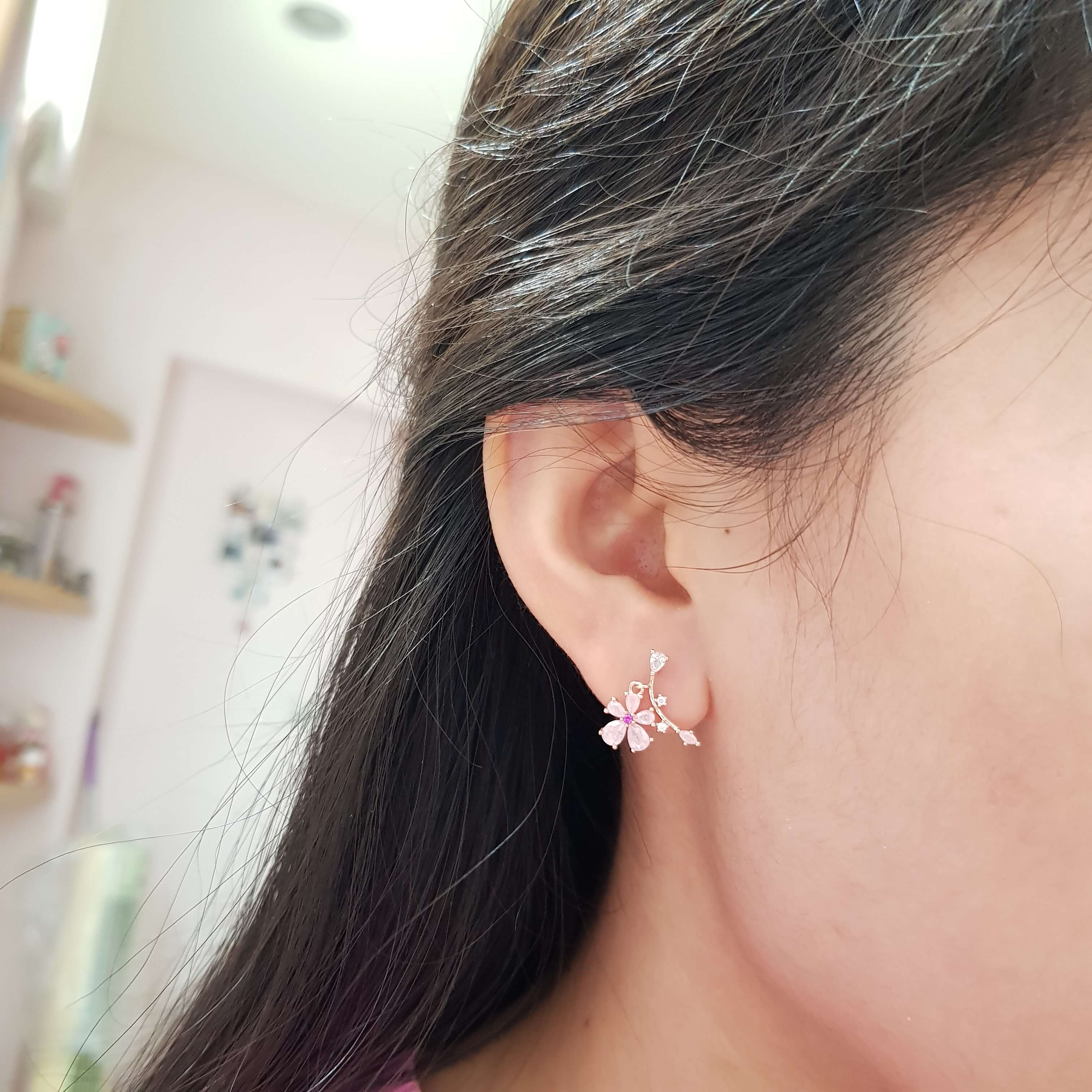 【E001】(925銀針耳環) 開花 4