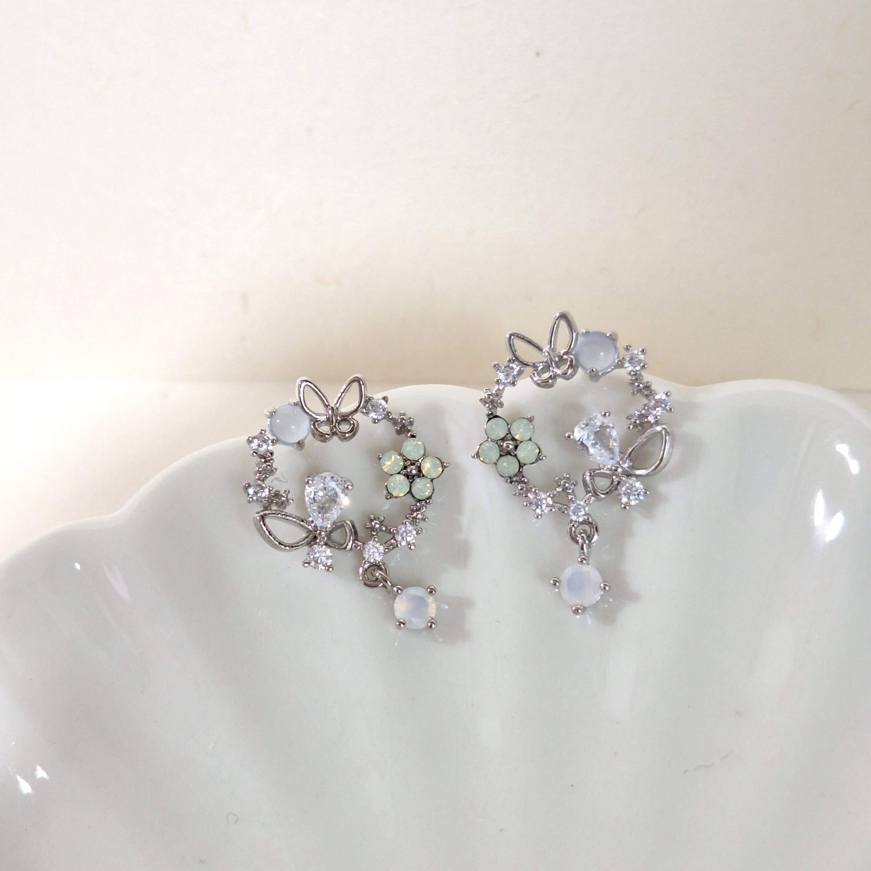 【E006】(925銀針耳環) 花園盛開 2