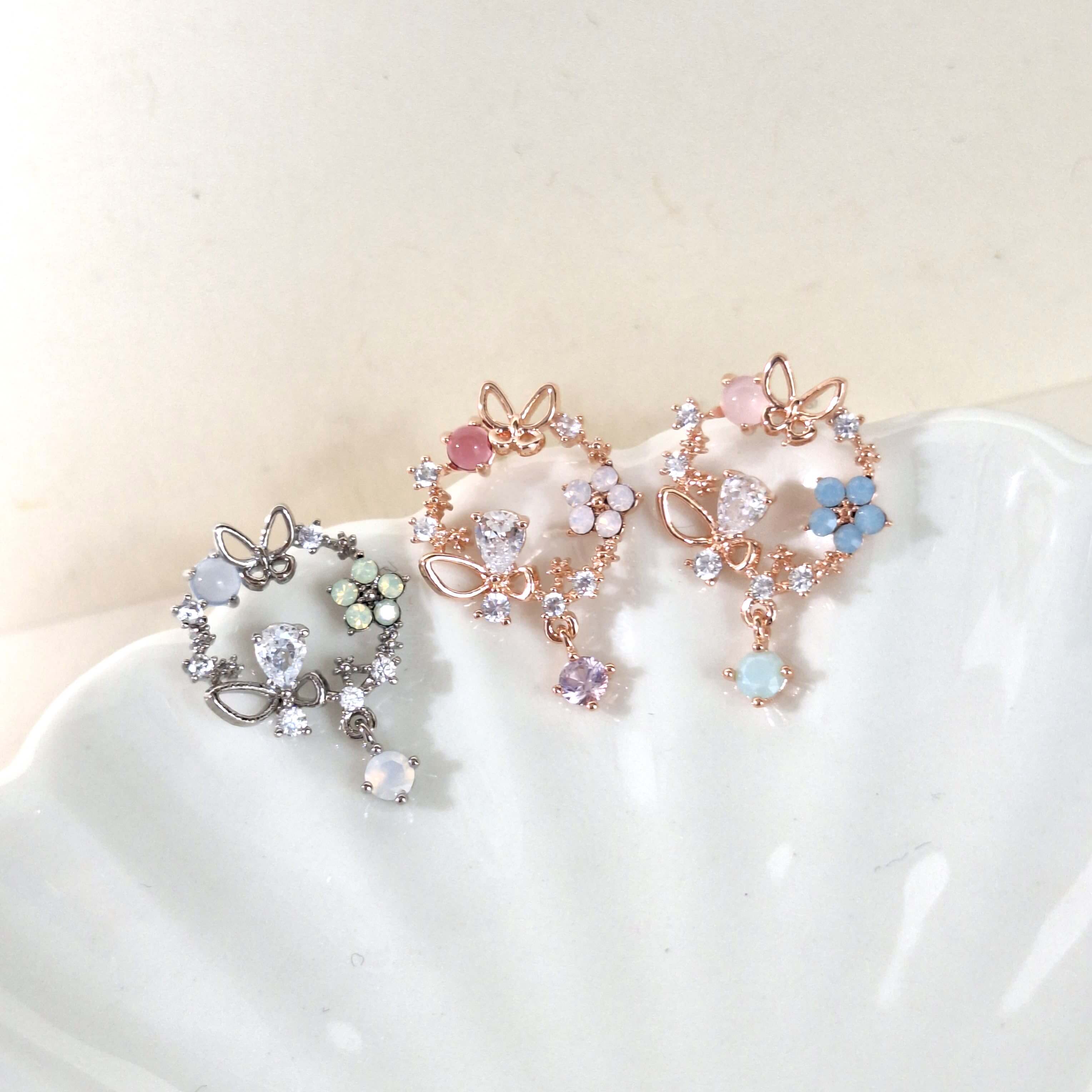 【E006】(925銀針耳環) 花園盛開