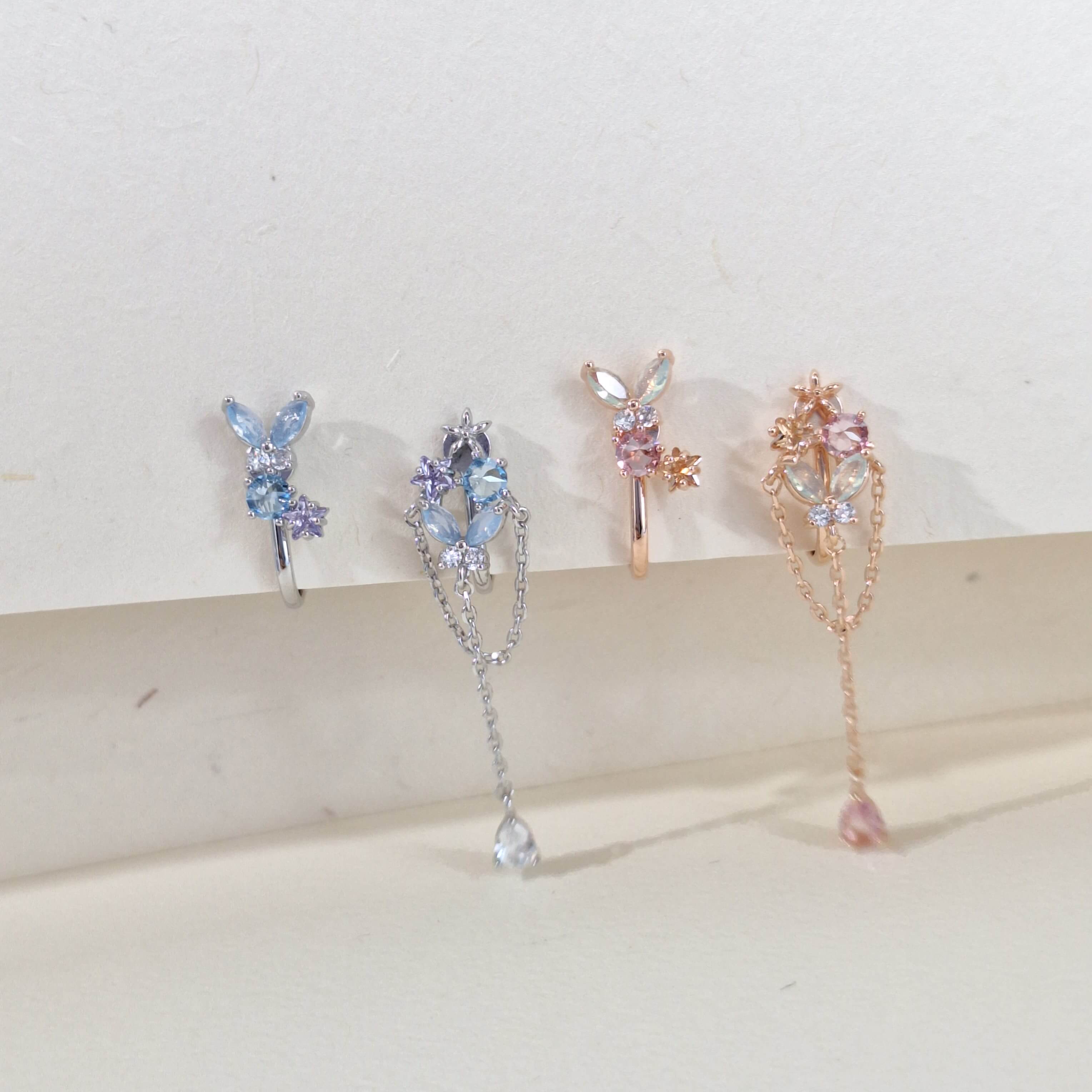 【E012】(925銀針耳環耳夾) 翩翩飛舞 2