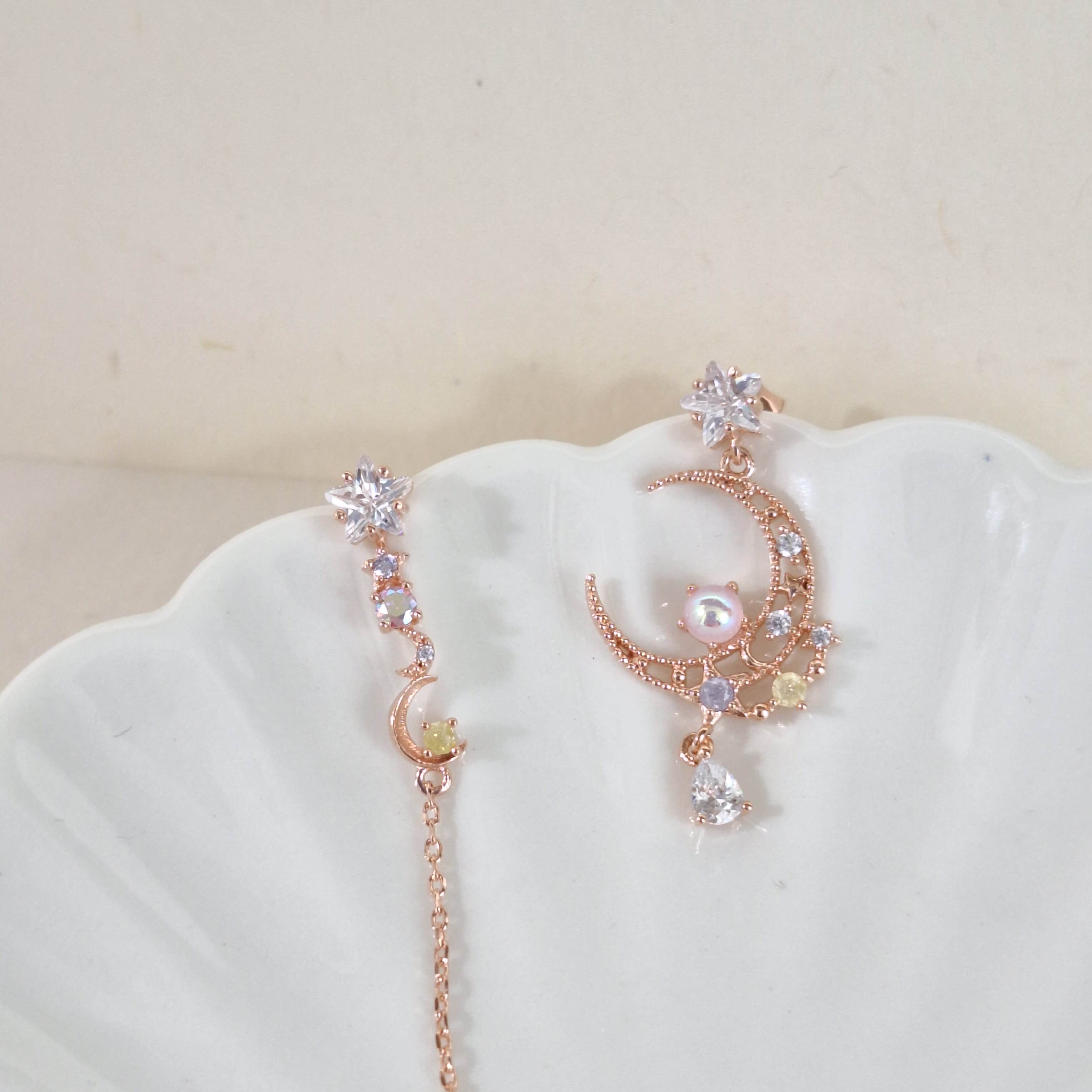 【E013】(925銀針耳環) 寶石月光 4