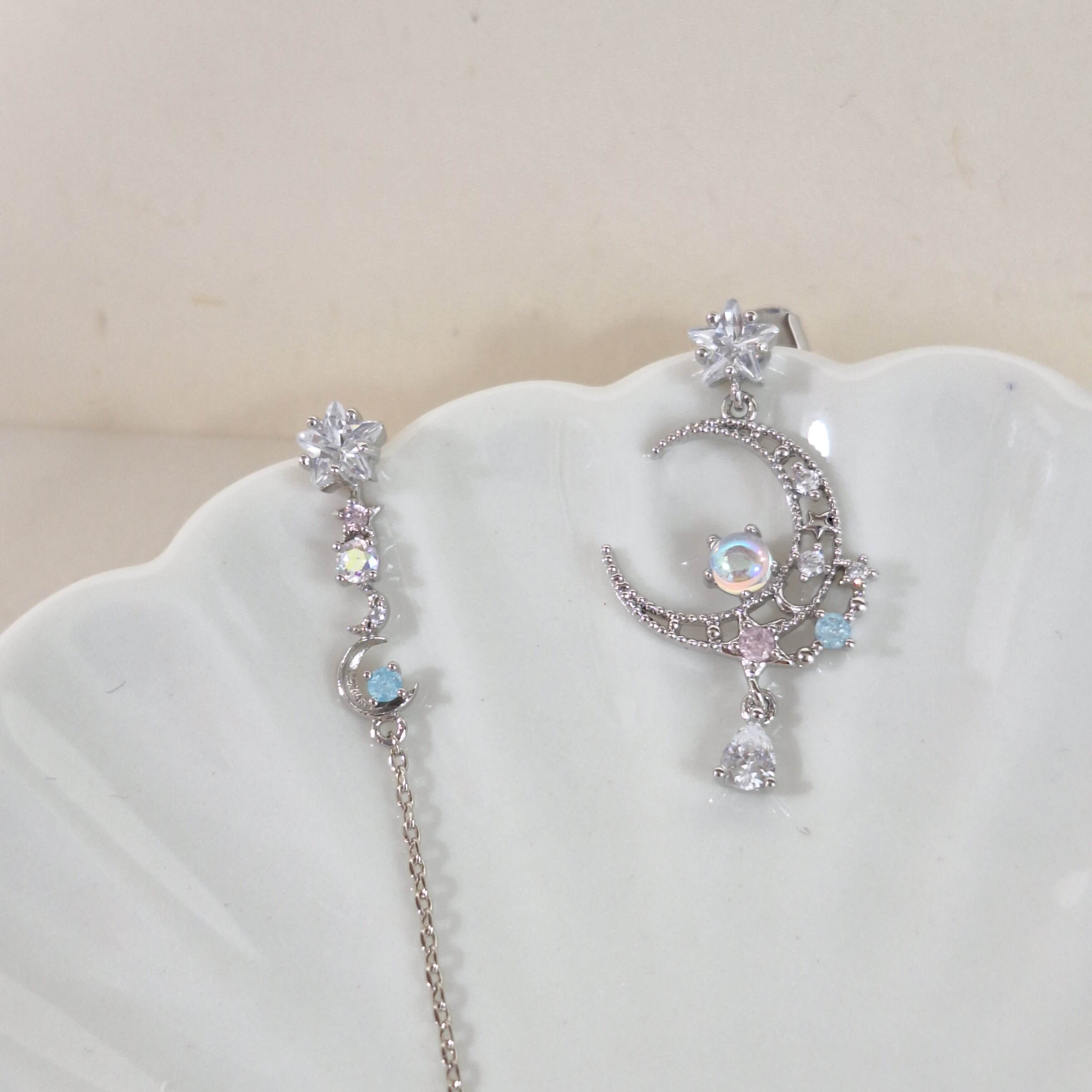 【E013】(925銀針耳環) 寶石月光 3