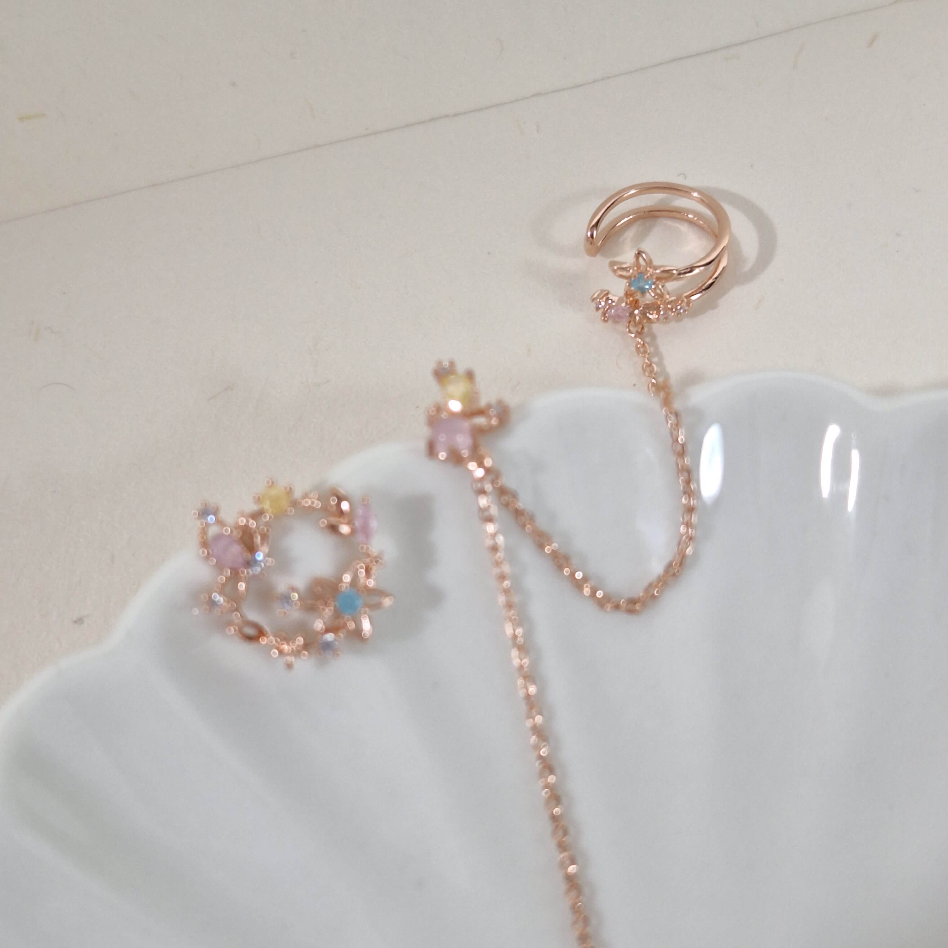 【E015】(925銀針耳環耳扣夾) 花蝴蝶戀 4