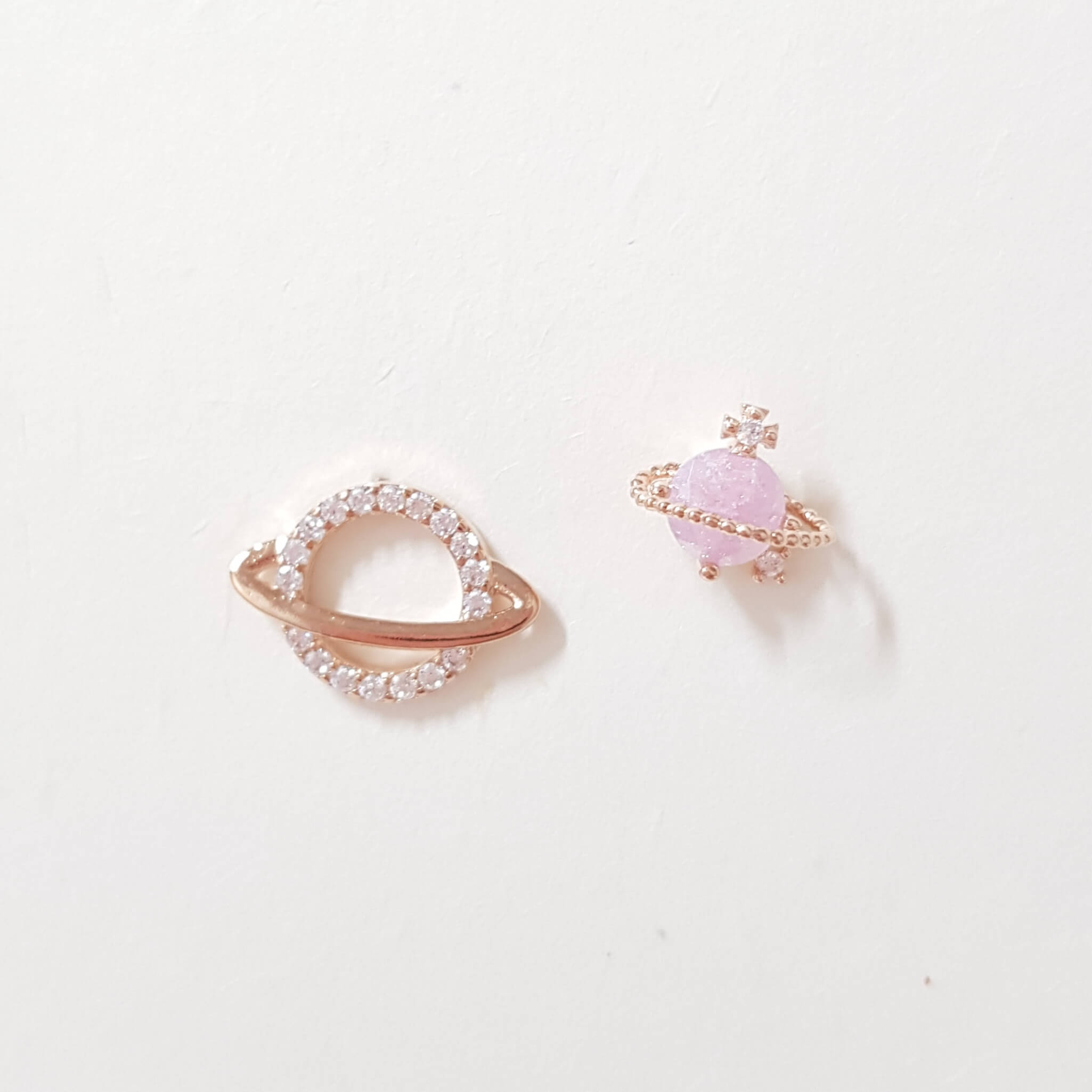 【F001】(925銀針耳環) 粉色行星 2