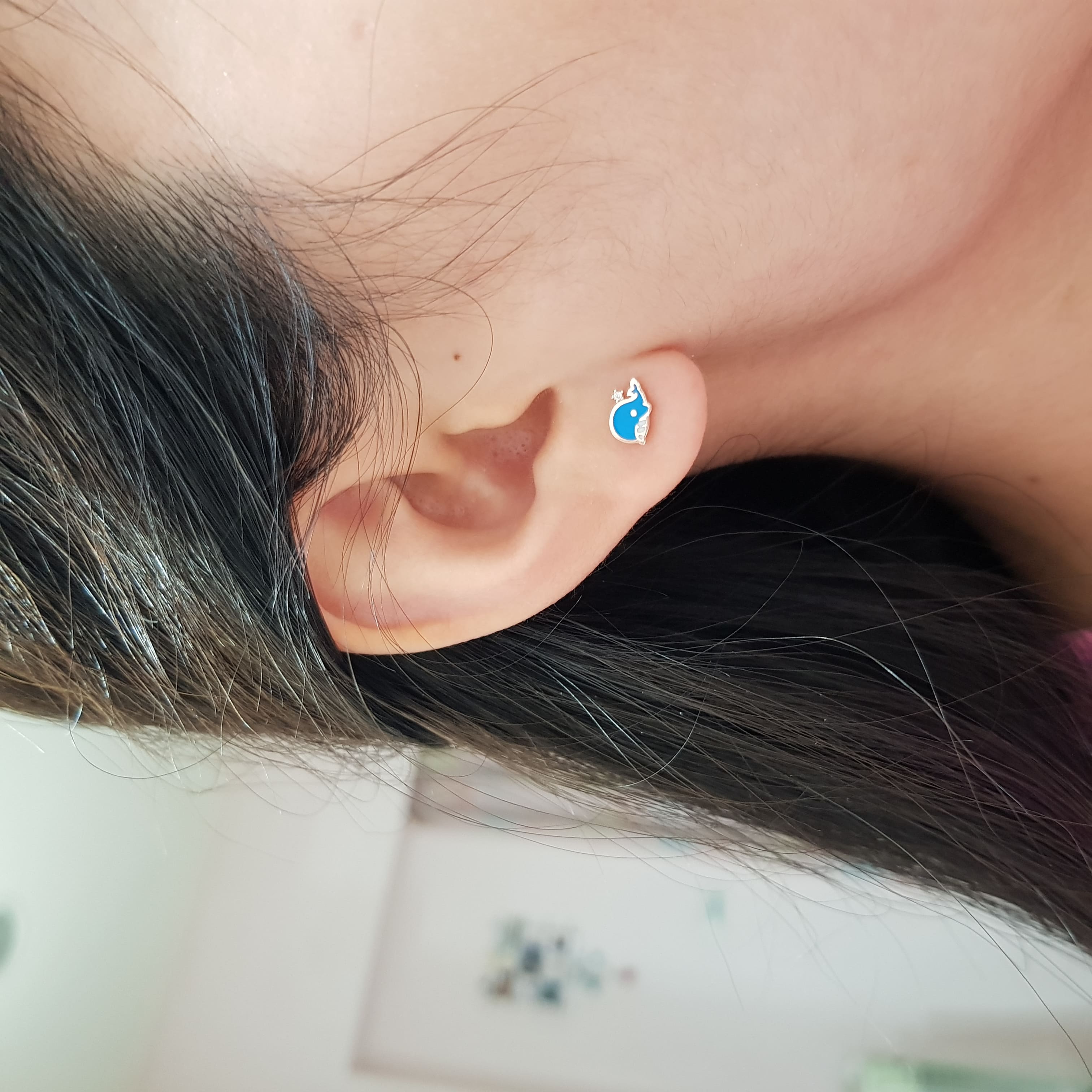 【F008】(925銀針耳環) 鯨魚 3