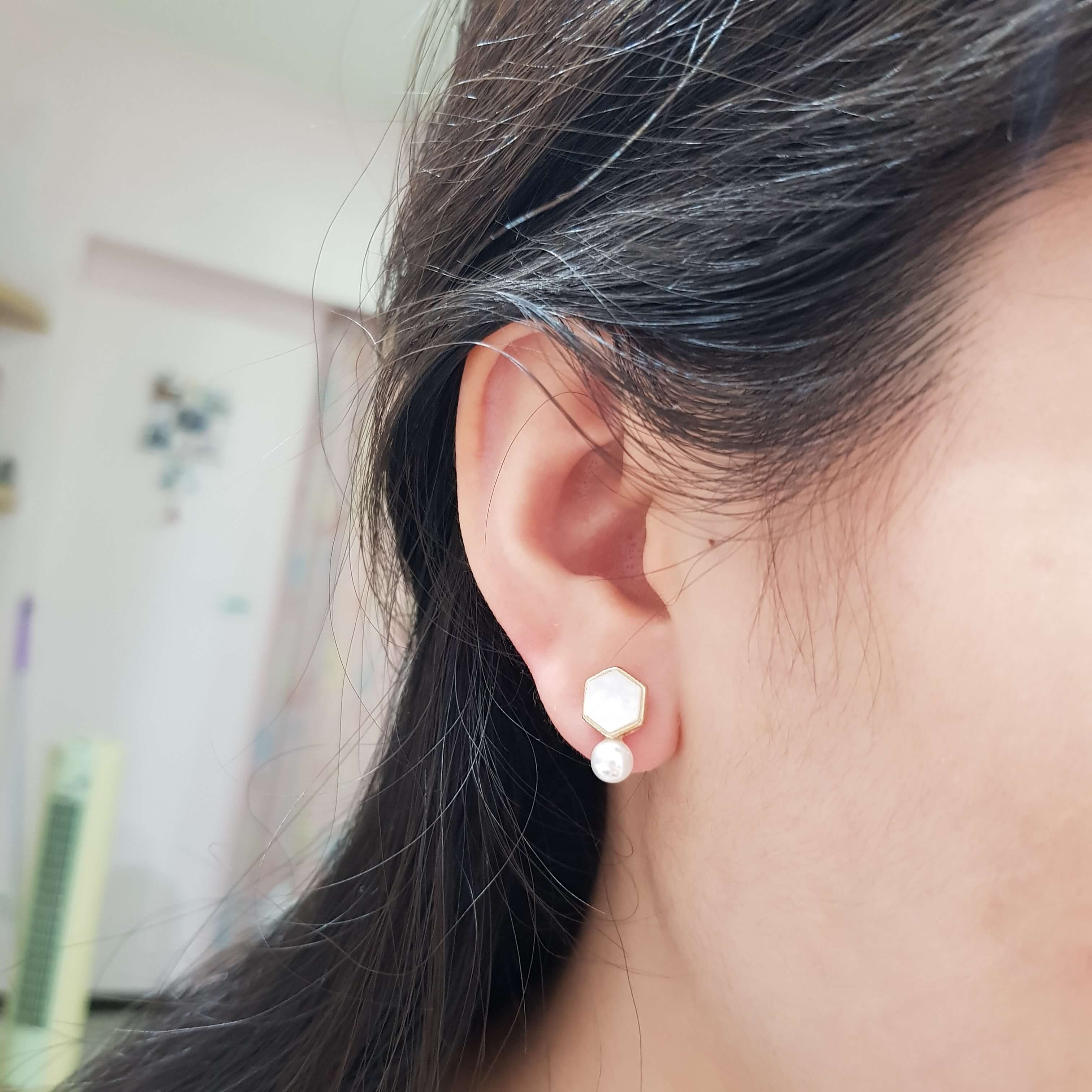 【F013】(耳環) 六角珠珠 5