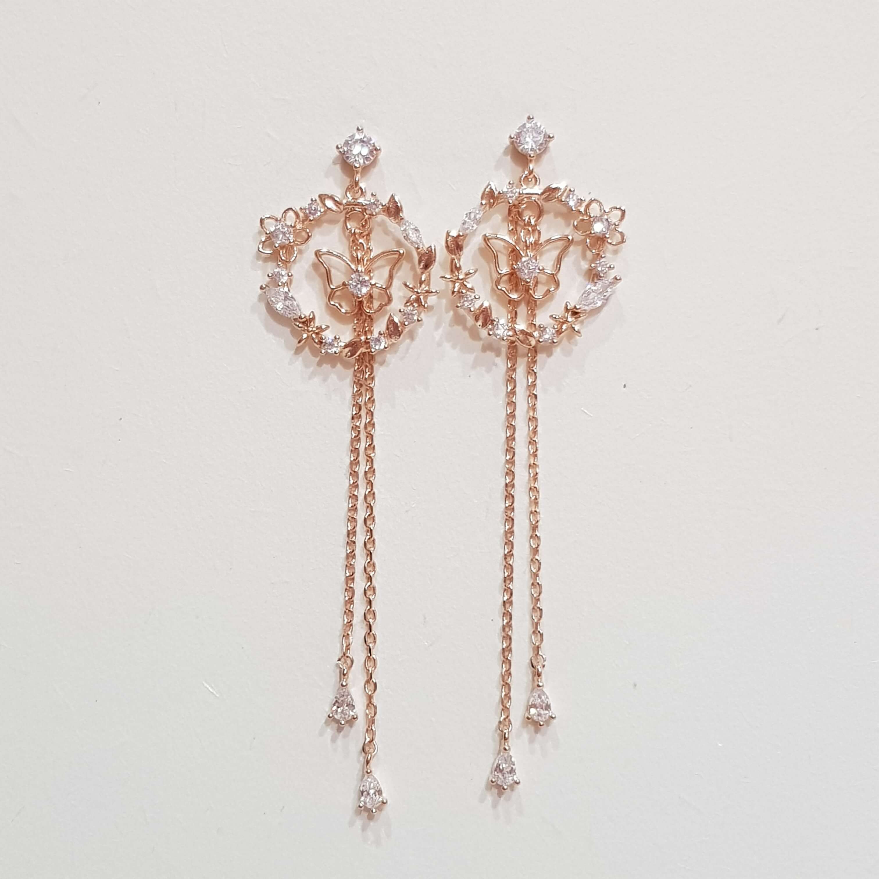 【F014】(925銀針耳環) 花中蝴蝶 4