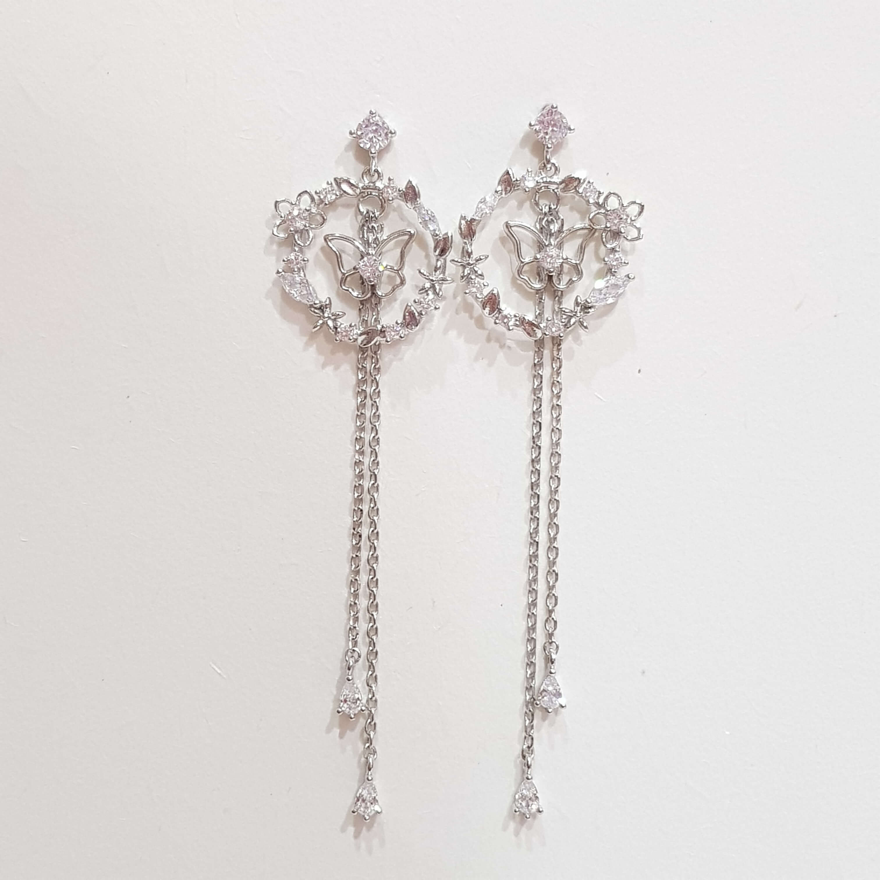 【F014】(925銀針耳環) 花中蝴蝶 3