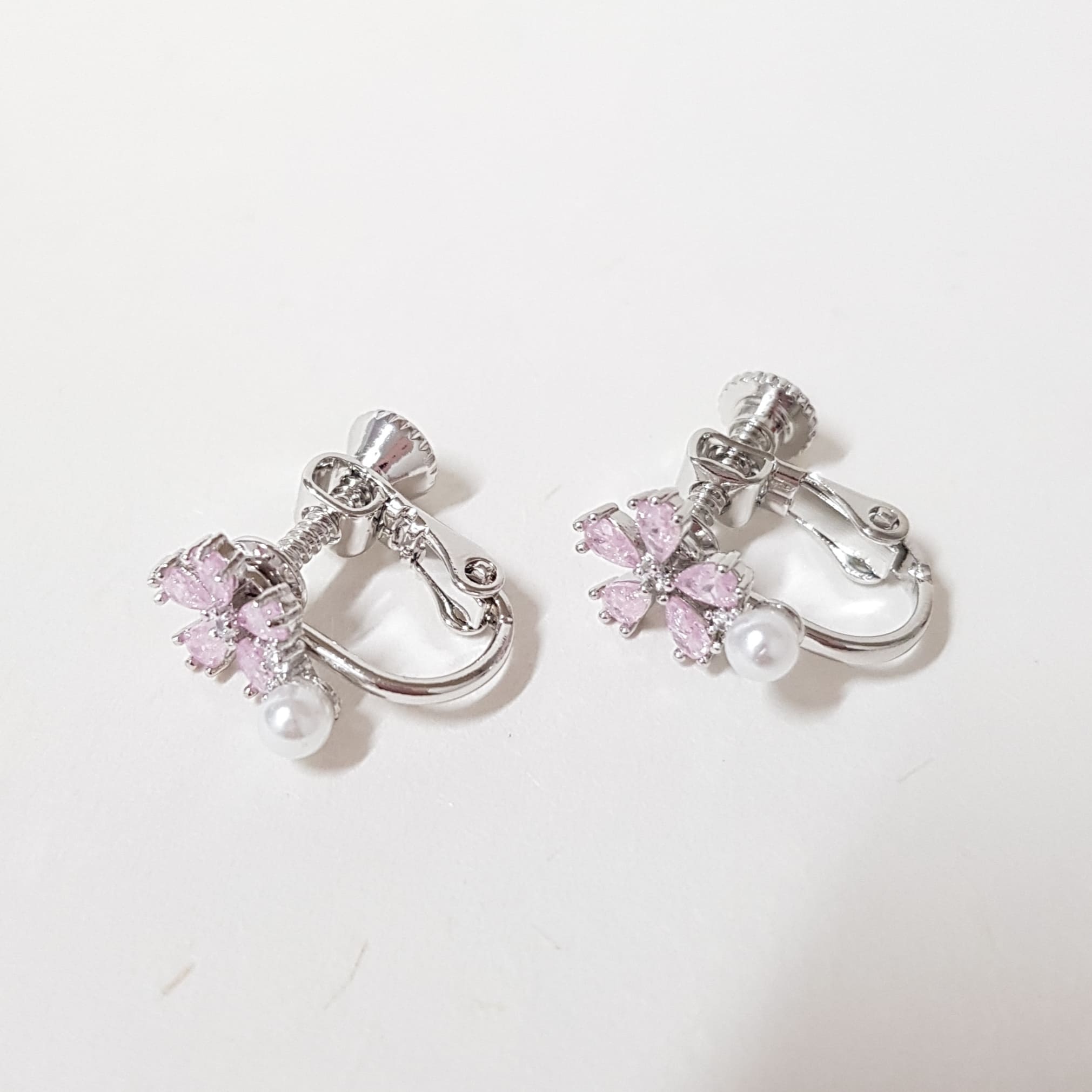 【J002】(925銀針耳環耳夾) 珍珠櫻花 2