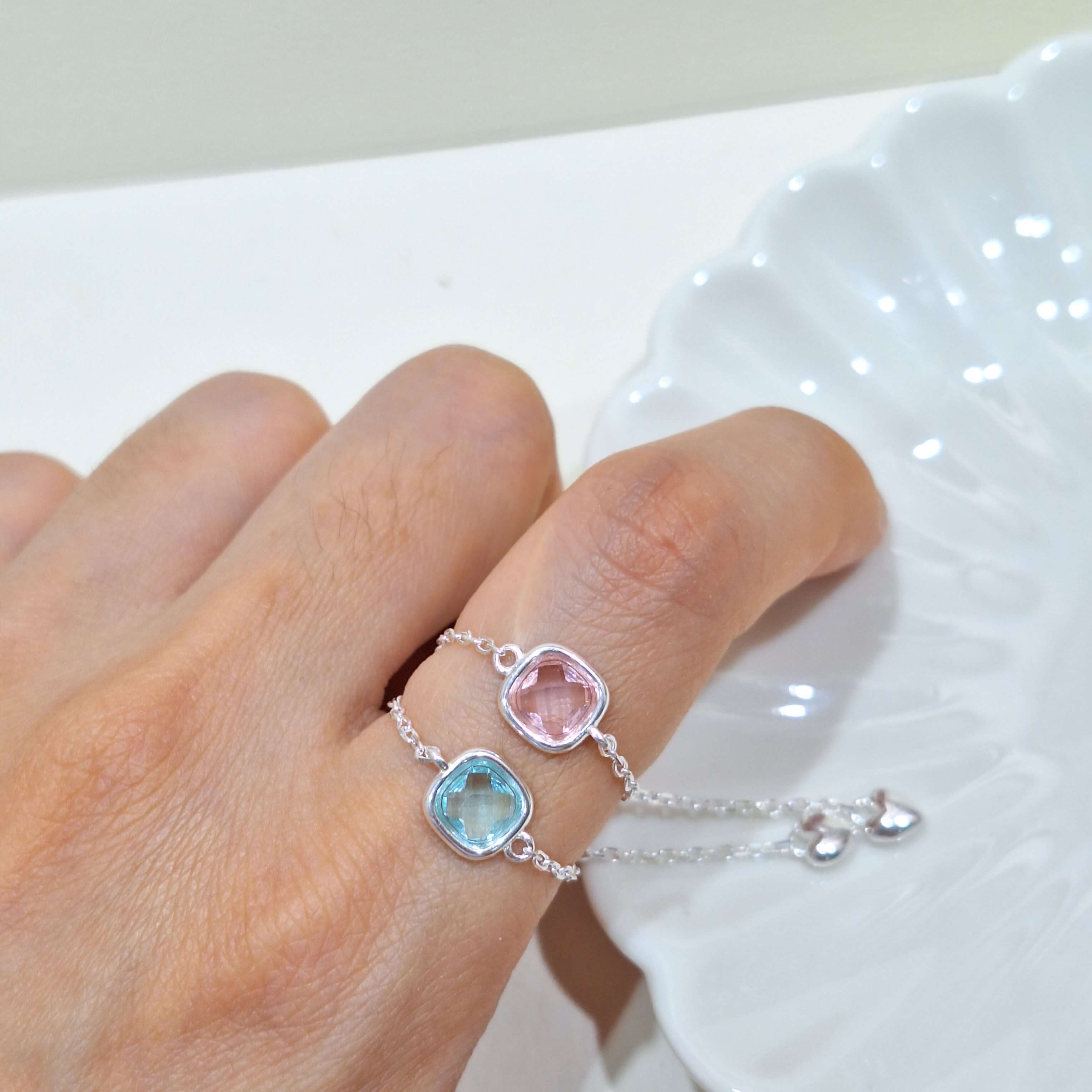 【P112】(925純銀戒指) 寶石墜戀戒 4