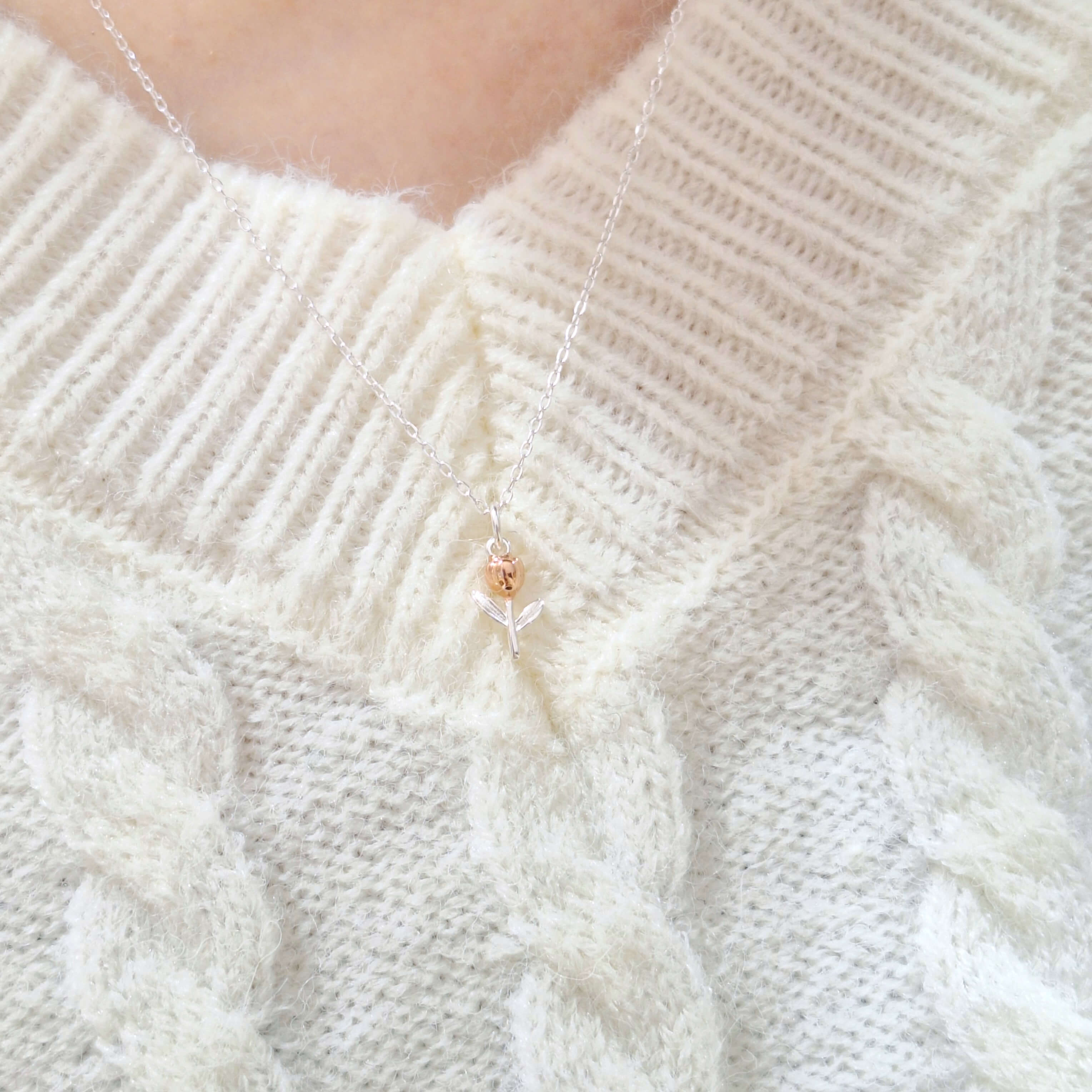 【P209】(925純銀項鍊) 鬱金香花鍊 5