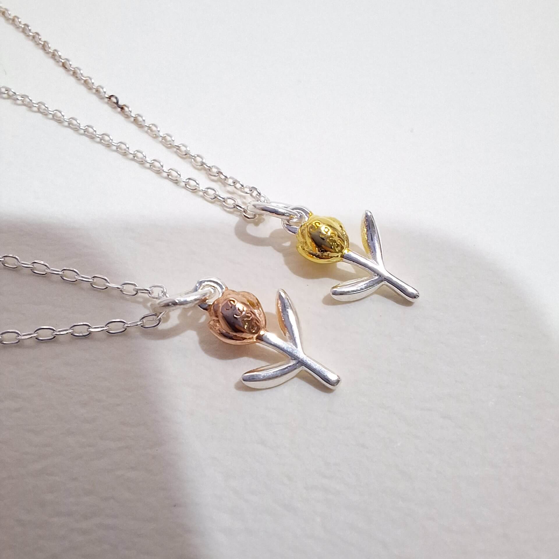 【P209】(925純銀項鍊) 鬱金香花鍊 2