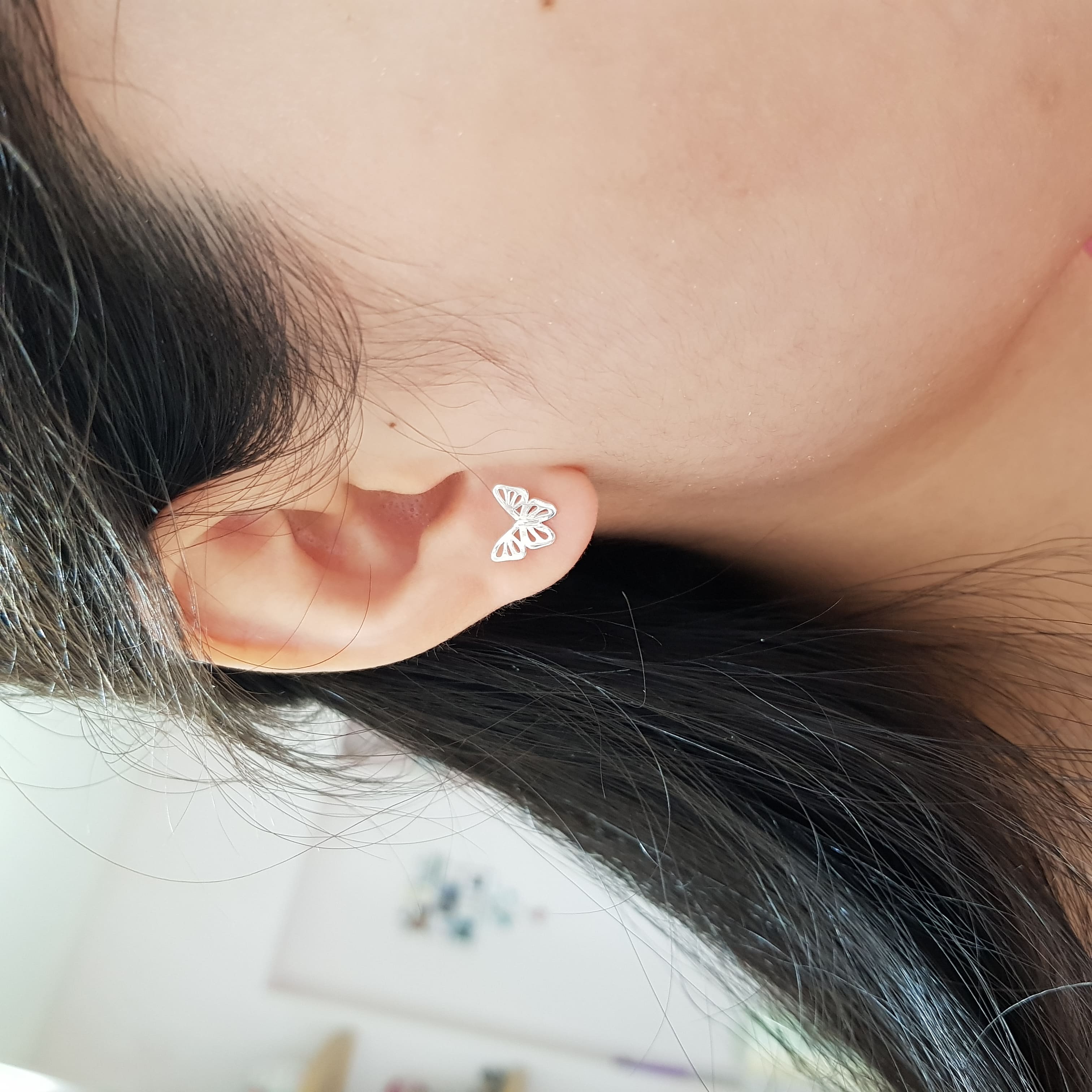 【W006】(925純銀耳環) 蝴蝶飛舞 4