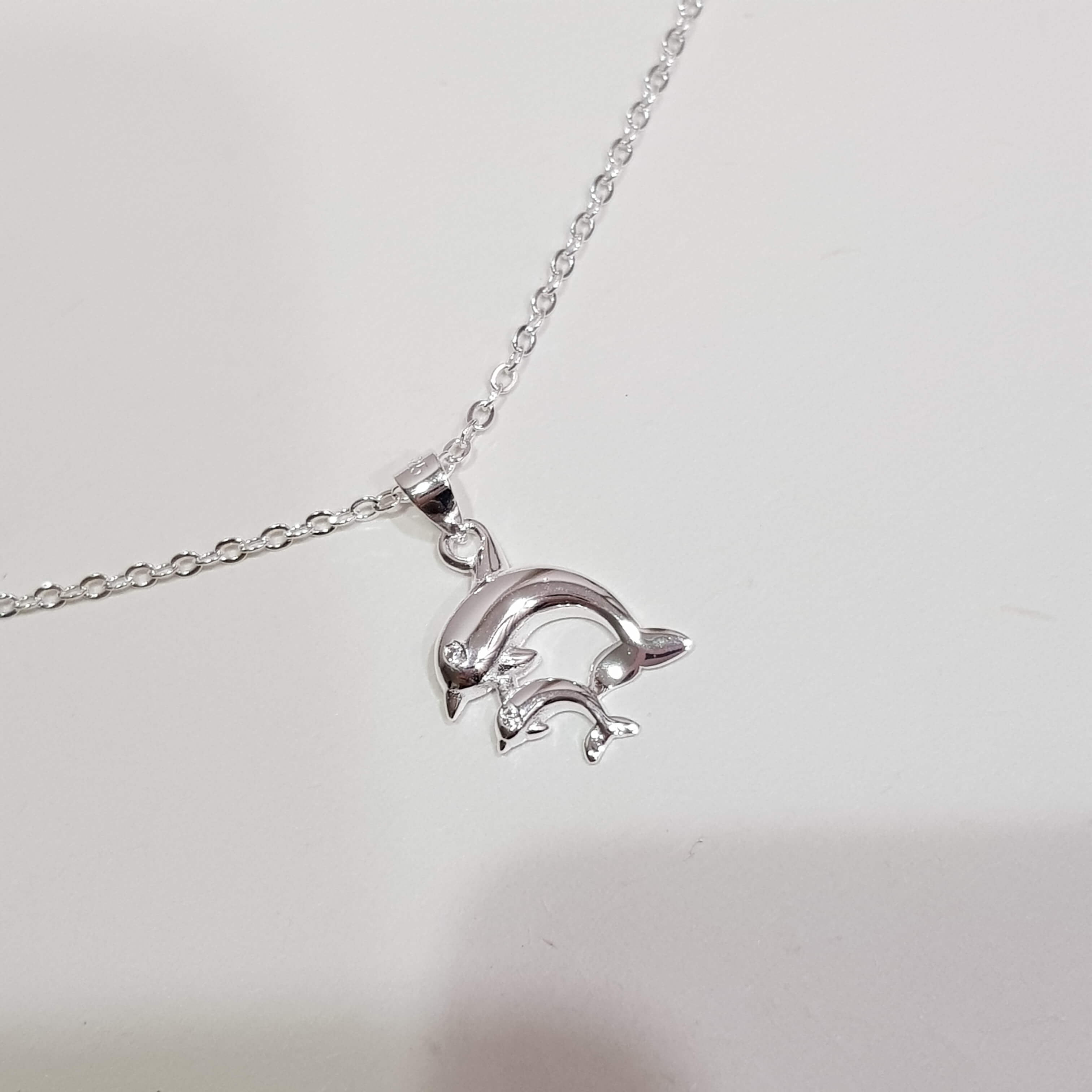 【W204】(925純銀項鍊) 大小海豚鍊